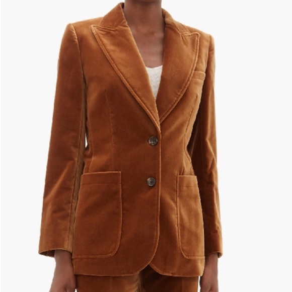 Nwt Scanlan Theodore Velvet Jacket Blazer In Cognac Velvet